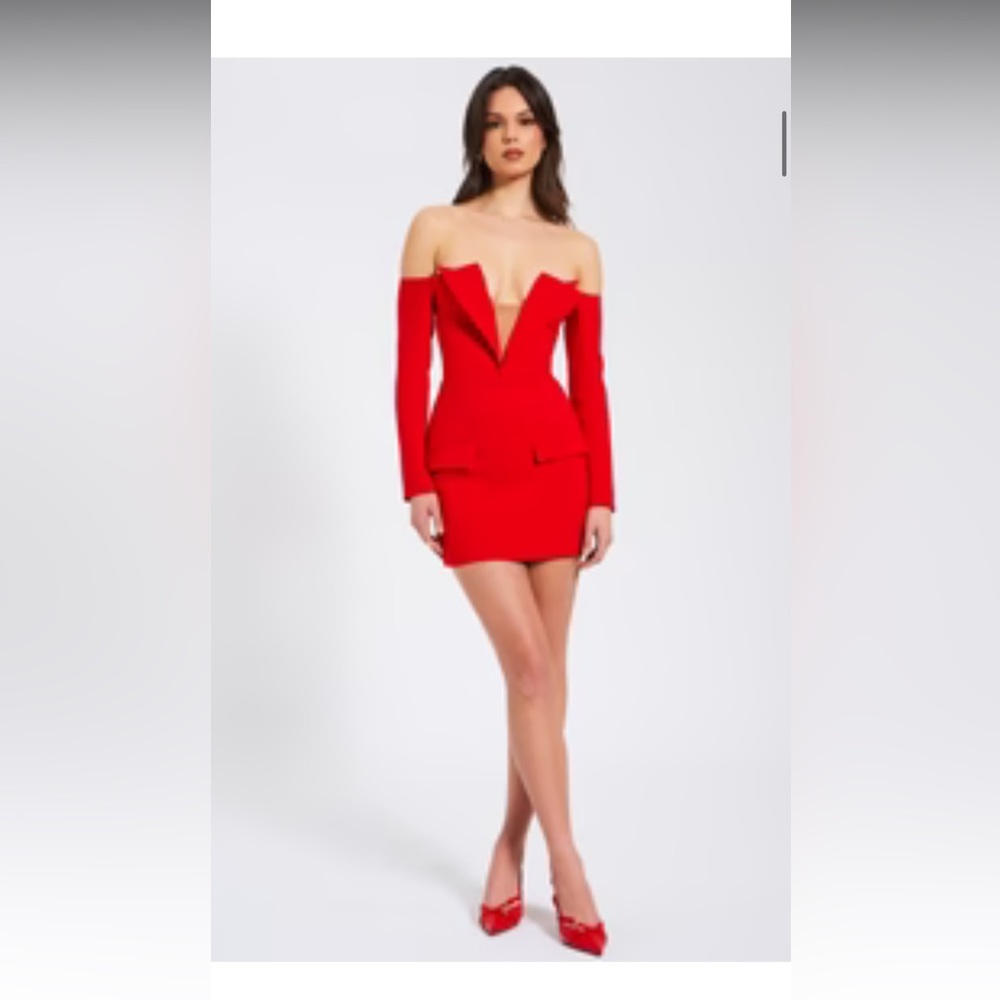Elegant Red Off-Shoulder Dress